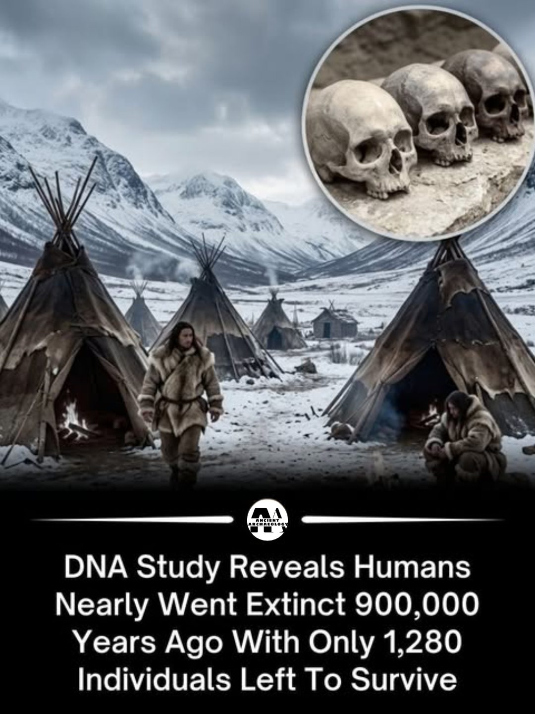 Có thể là hình ảnh về văn bản cho biết 'REHMBOLOG " - DNA Study Reveals Humans Nearly Went Extinct 900,000 Years Ago With Only 1,280 Individuals Left To IndividualsLeftToSurvive Survive'
