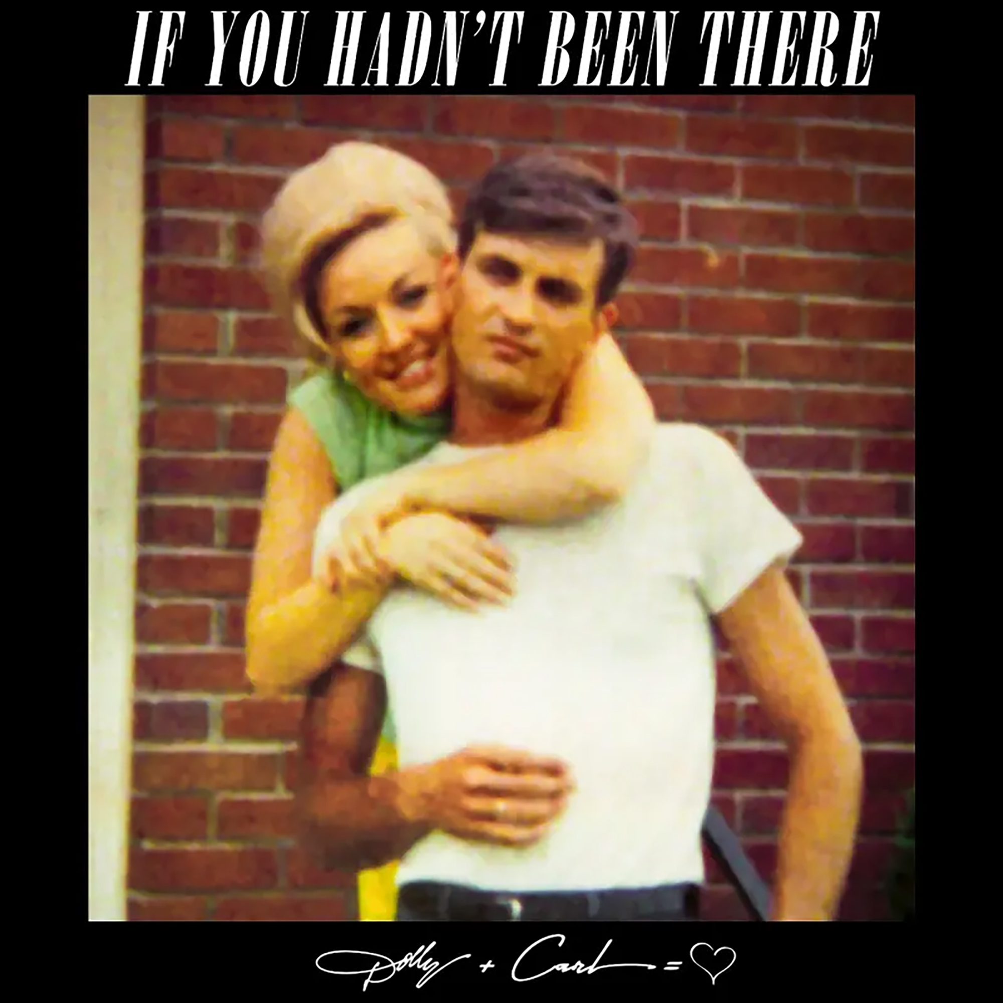 Carl Dean and Dolly Parton smiling, with Dolly's arms around Carl's neck.